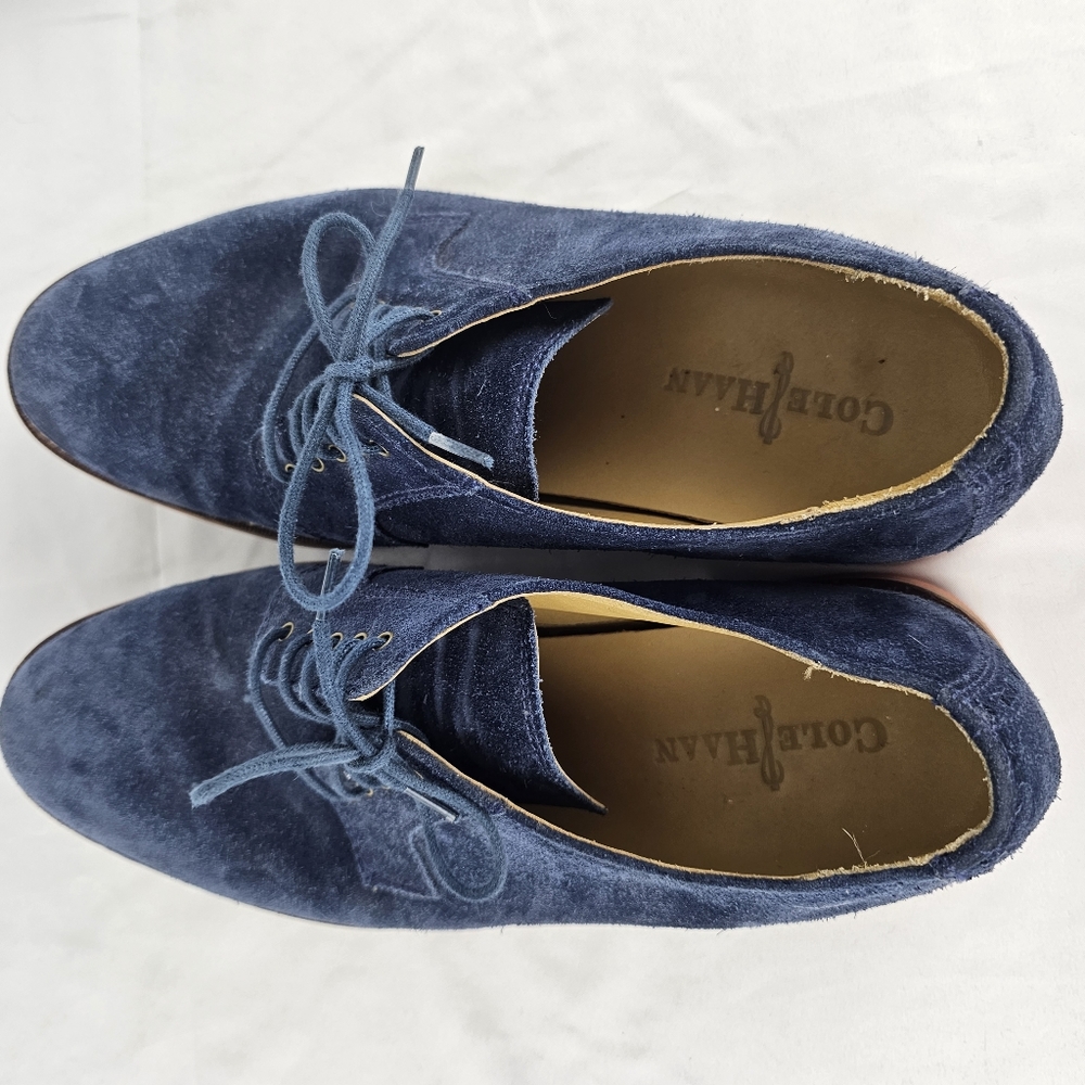 C12052 Cole Haan South St Plain Toe Navy Suede Oxford Casual Shoes 10.5 M Mens - Picture 7 of 8